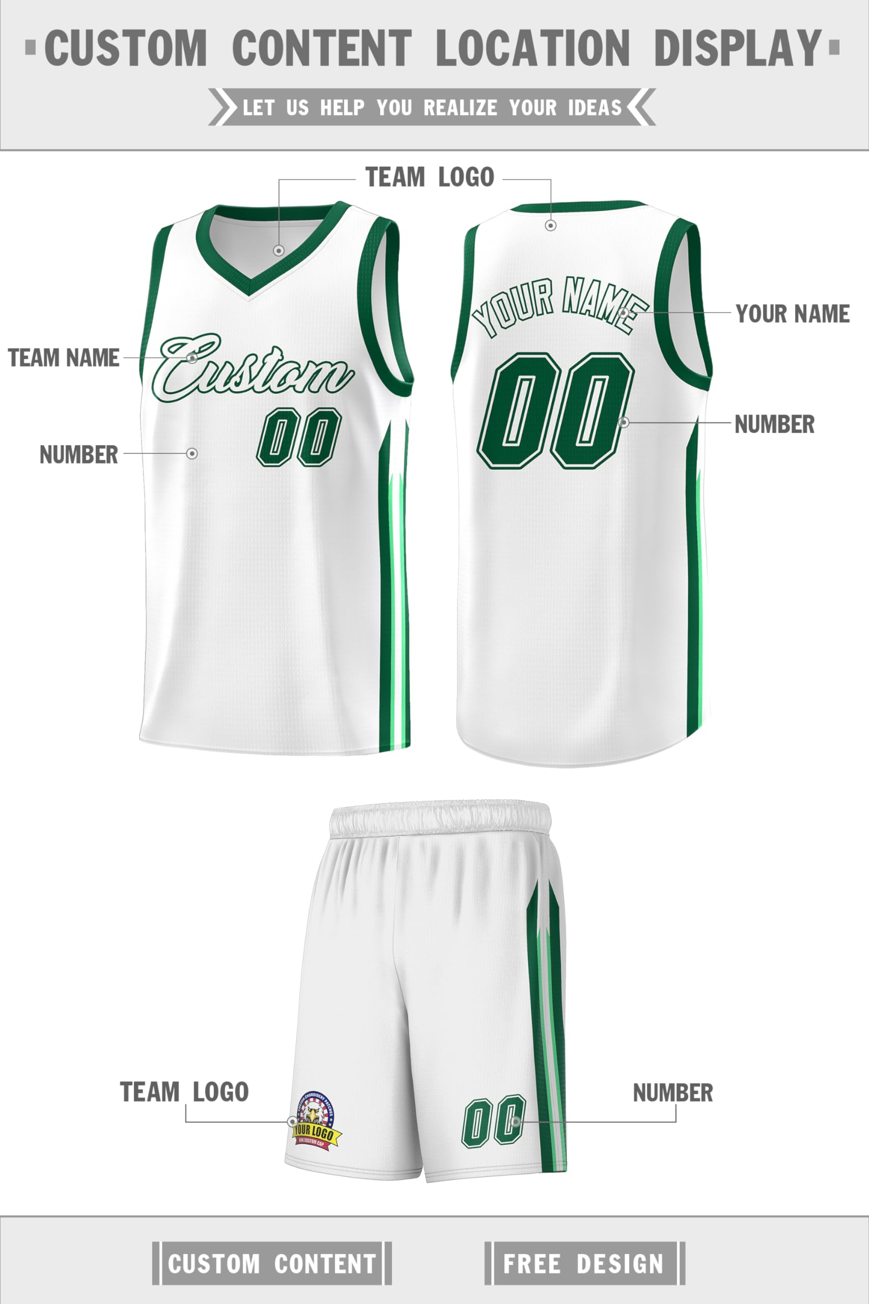 Custom Basketball Jersey Shorts with Team Name Number Logo, Personalized Uniform for Men/Women/Youth