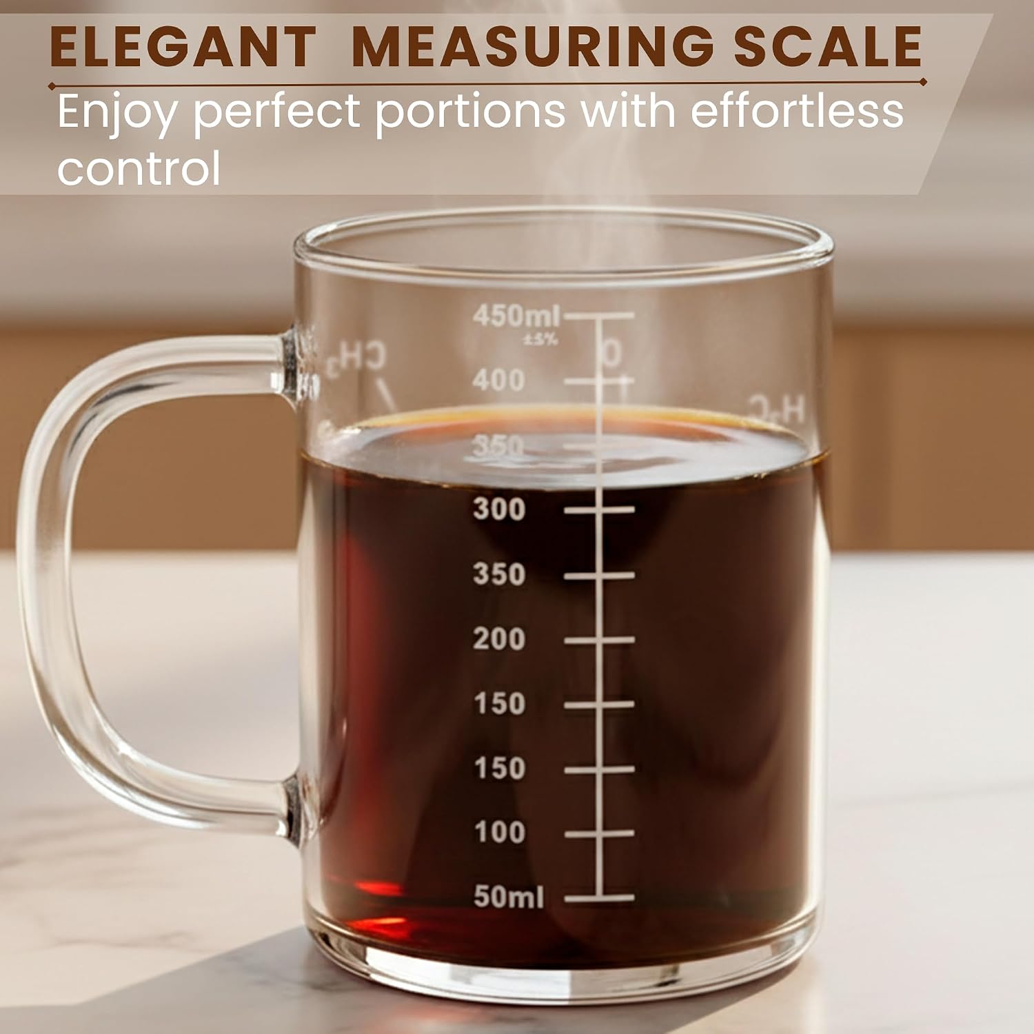 Caffeine Beaker Mug - Clear Caffeine Molecule Coffee Mugs With Handle - Glass Measuring Cup – Novelty Chemistry Science Teacher Gifts For Adults Women Men - Funny Drinking Glasses