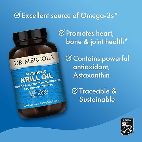 Miniatura 4 de Dr Mercola Aceite de krill antártico 90 porciones 180 cápsulas apoya un corazón saludable comodidad general de las articulaciones y función