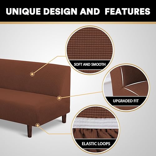 Vista 95 de PrinceDeco Funda elástica para futón sin brazos, funda para futón tamaño matrimonial/queen, funda para sofá futón, funda protectora de muebles