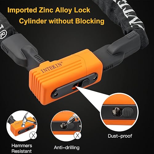 Miniatura 3 de Candado de cadena de bicicleta de 3 pies4 pies5 pies, cerradura de bicicleta antirrobo de cadena de bicicleta de 0.315 in0.394 in más gruesa, cadena