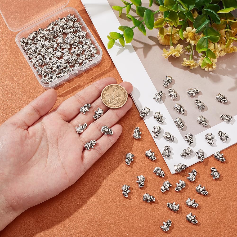 UNICRAFTALE 100Pcs Antique Silver Elephant Beads Alloy Metal Spacer Beads for Jewelry Making Bracelet Necklaces DIY Crafts - Image 2