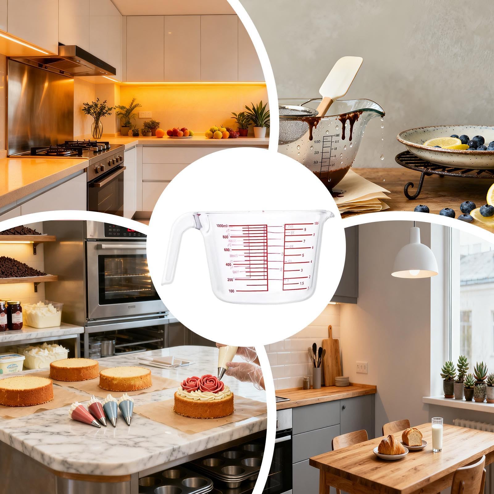 Jarra Medidora De Vidrio Para Líquidos Jarra de Medición Métrico-Imperial | Utensilio De Cocina Para Hogar Apartamento Restaurante Repostería Bebidas Postres Cocktail