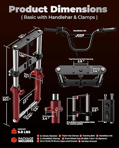 Miniatura 5 de FRP Minibike - Kit de suspensión para mini horquilla delantera, color rojo, compatible con Monster Mega Moto MMB80 MMB105 80cc 105cc Motovox MBX10