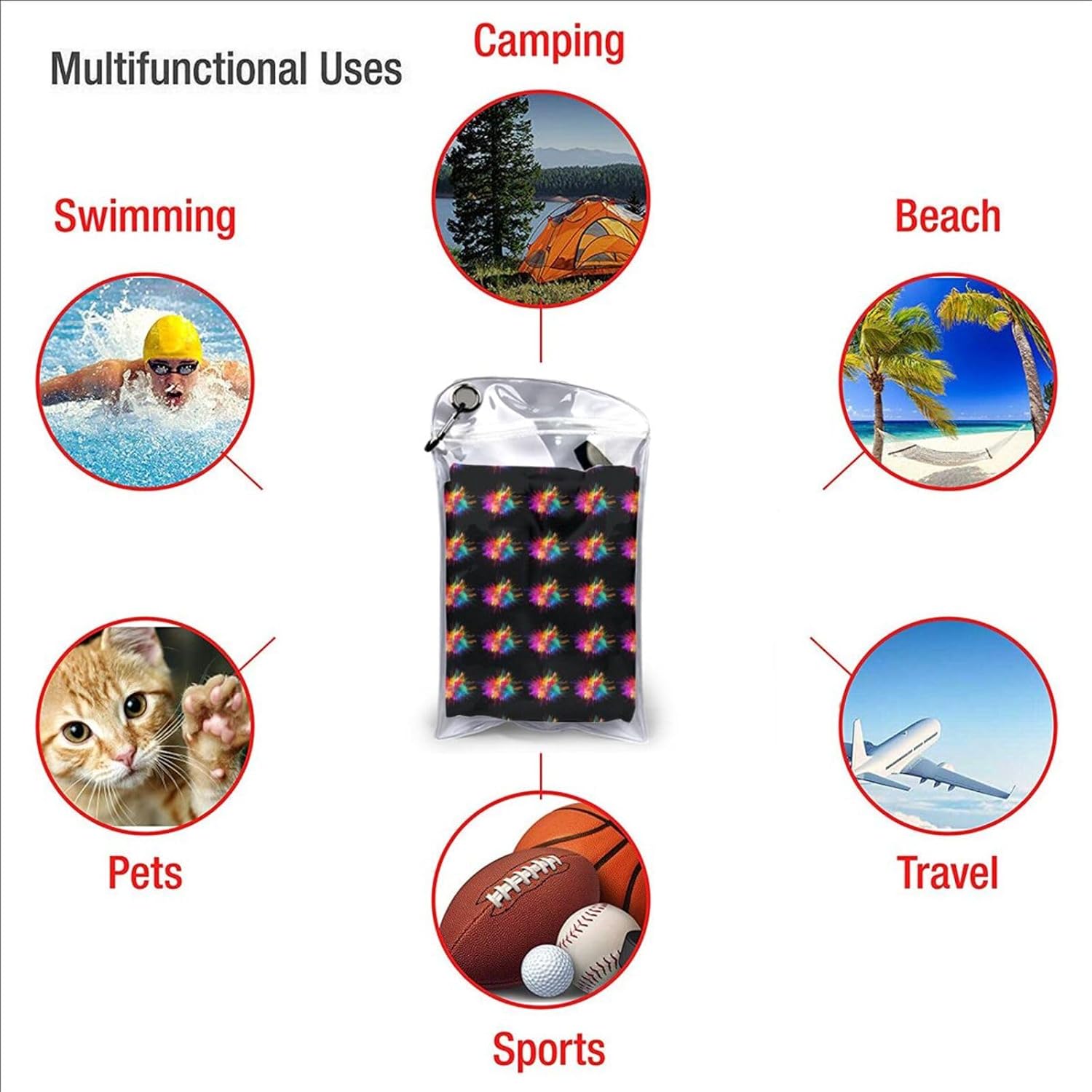 Large Quick Dry Beach Towel Color Explosion Printing Microfiber Camping Towels Super Absorbent Travel Beach Towels for Traveling,Hiking,Swimming, Bath,Sports,Yoga (27.5"X55")