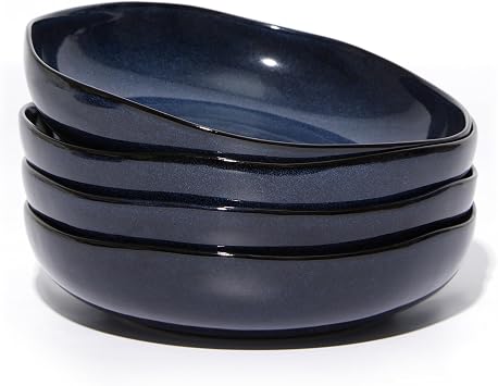 Pokini 8.26" Ceramic Pasta Bowls Set of 4, 36Oz Large Salad Bowl Plates