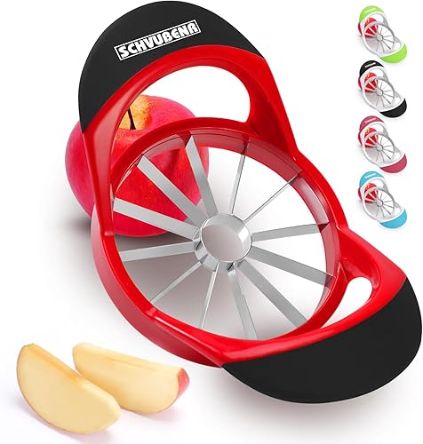 Cortador de manzana grande de 4.72 pulgadas con 12 cuchillas, cortador profesional de manzana, descorazonador de manzana de acero inoxidable,