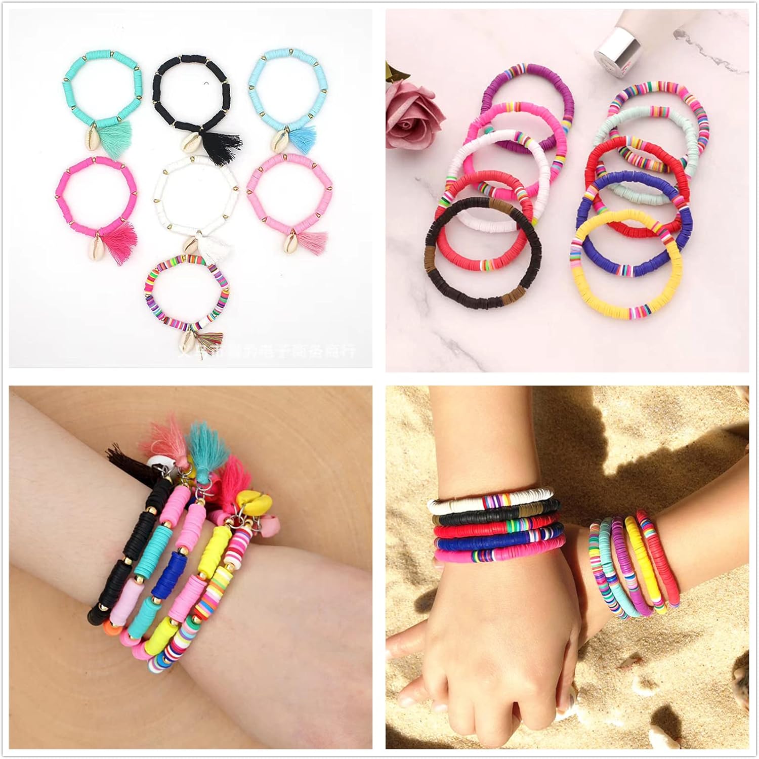 Amaney 3000pcs 6mm Heishi Beads Polymer Clay Beads White and Black for Jewelry Making Bracelets Necklace - Image 5