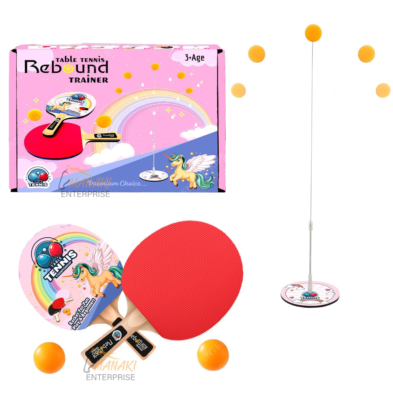 Invite Table Tennis Trainer Indoor Outdoor Adults Teenagers Toys for | Rebound Rackets and Balls Base Training Practice Set | Games for Boys & Girls for 4 5 6 8 Years Old (Unicorn Theme-Table Tennis) (B0D6R6K4BQ) Amazon Price History, Amazon Price Tracker