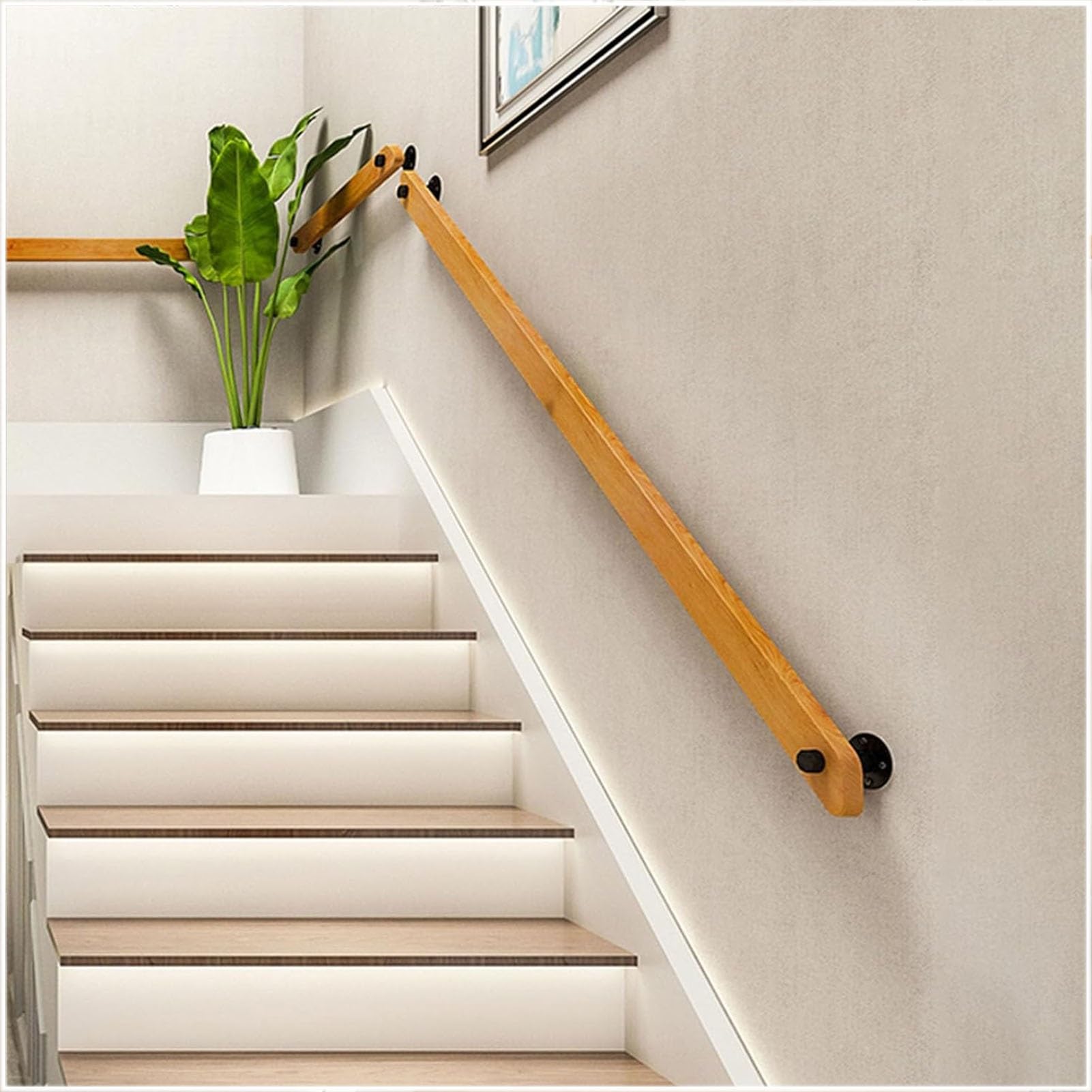 Rambarde d'escalier antidérapante en bois de pin pour un maintien sécurisé