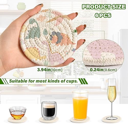 Miniatura 3 de Coasters Absorbant and Holder Set of 6 Coasters for Drinks Table Coasters Posavasos para Mesa Cute Dinosaur