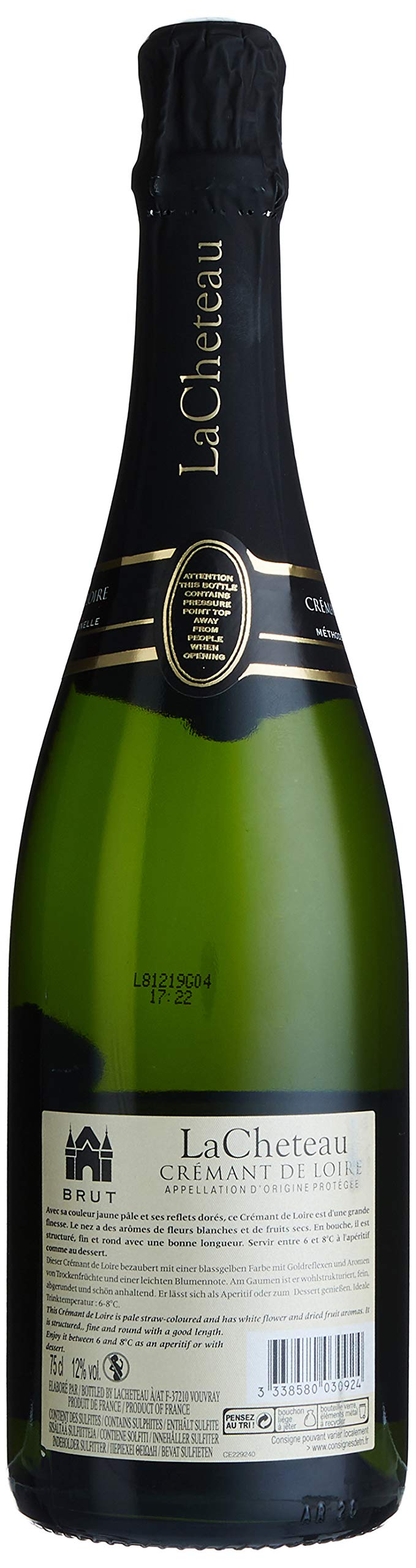 LaCheteau - AOP Crémant de Loire Brut - Schaumwein - Herkunft : Frankreich (1 x 0.75 l)