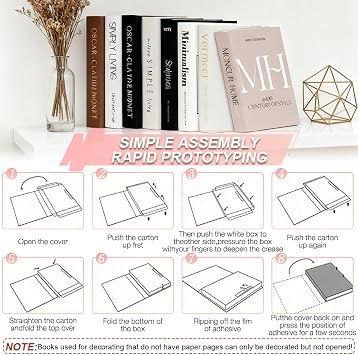 8 PCS Decorative Books, Stacked Fake Books, Fashion Storage Books for Home Decor, Hardcover Display Books Easy to Assemble Create a Sophisticated Atmosphere for Coffee Table Bookshelf Living Room