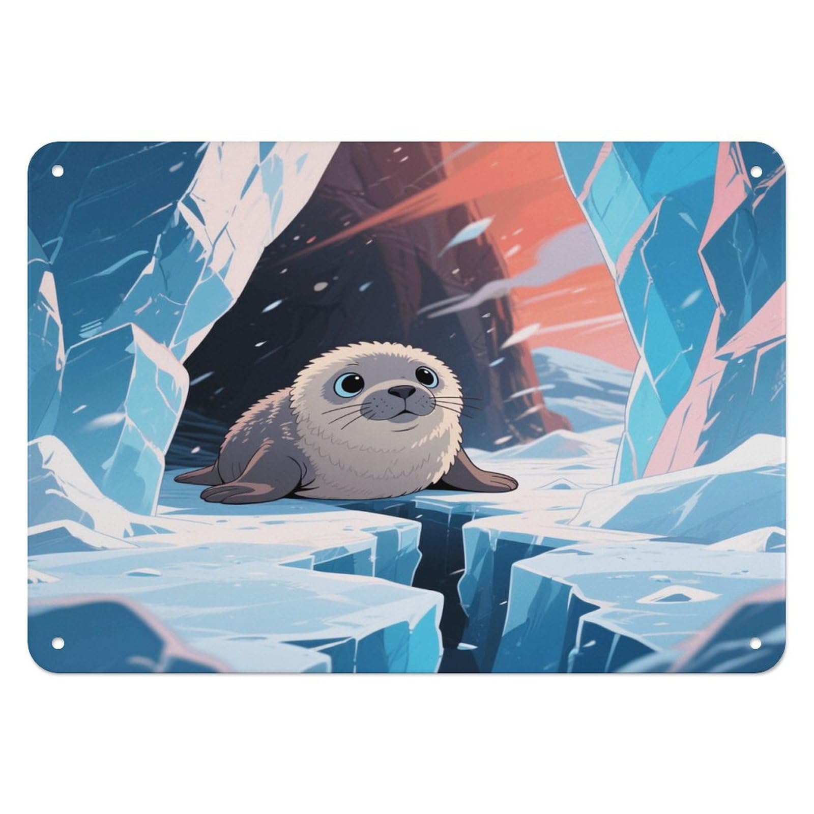 Fekiloot Style Ice Field Seal Wall Decor Iron Painting Metal Sign
