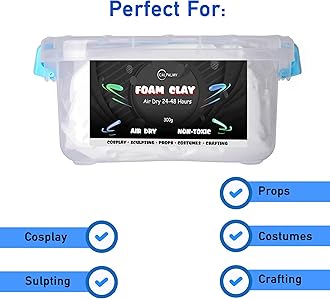 1.1lb Moldable Cosplay Foam Clay (White) – High Density and Hiqh Quality for Intricate Designs | Air Dries to Perfection for Cutting with a Knife or Rotary Tool, Sanding or Shaping