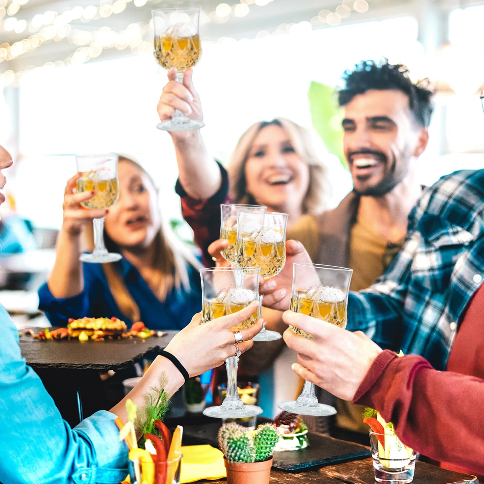 Weingläser aus Kunststoff, transparent, für Hochzeitsempfang, Trinkgläser für Partys, Valentinstag, Geburtstage, Weiß, 12 Stück