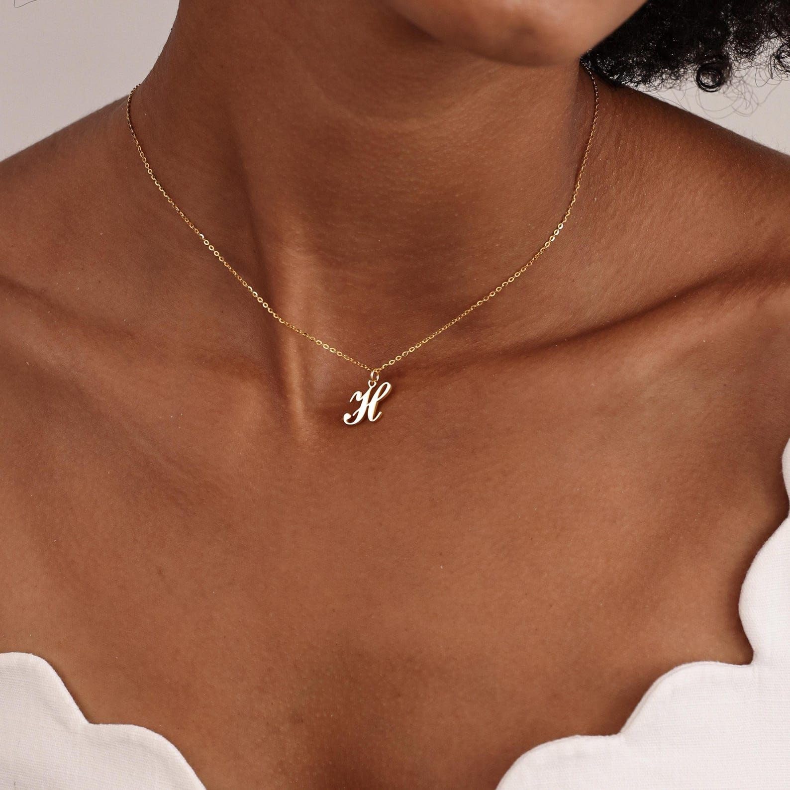 Collana iniziale personalizzata argento sterling 925 lettera scritta pendente Collane compleanno fatto a mano anniversario personalizzato