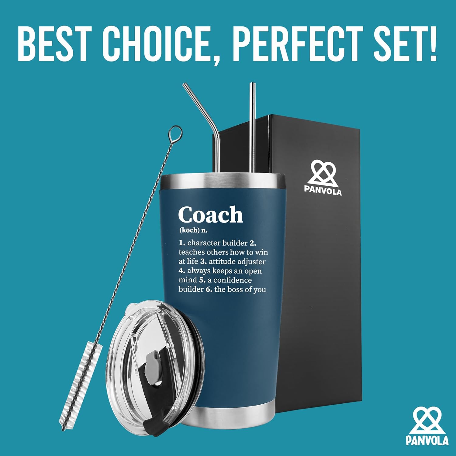 Coach Noun Definition Vacuum Insulated Tumbler Navy Coach Gifts Sports Team Manager Office Boss Appreciation Inspirational Stainless Steel With Removable Lid Drinkware (20 oz) - Image 5