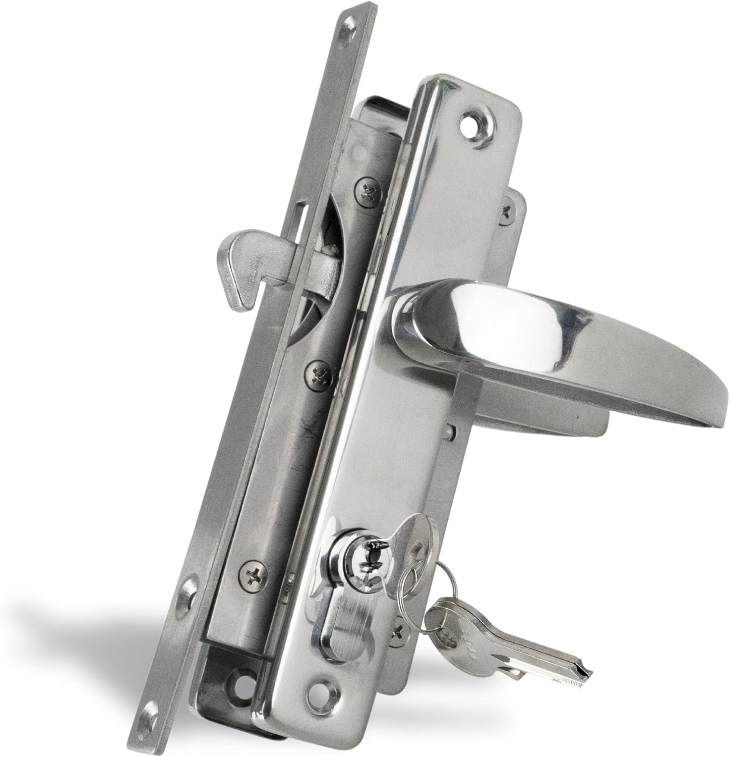 White Water S12410 Stainless Steel Sliding Door Lock Set with Key