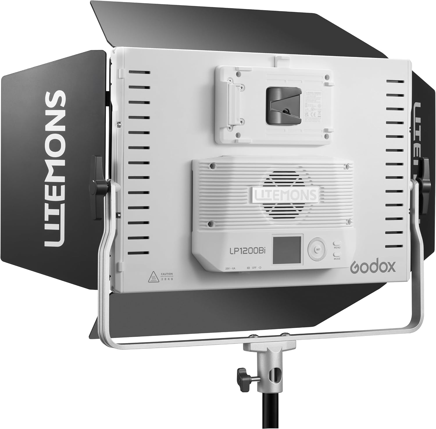 Godox Litemons 120W Bi-Color LED Light Panel with Barndoors, 2800–6500K, Bluetooth App Control, V-Mount or AC Power (LP1200Bi)