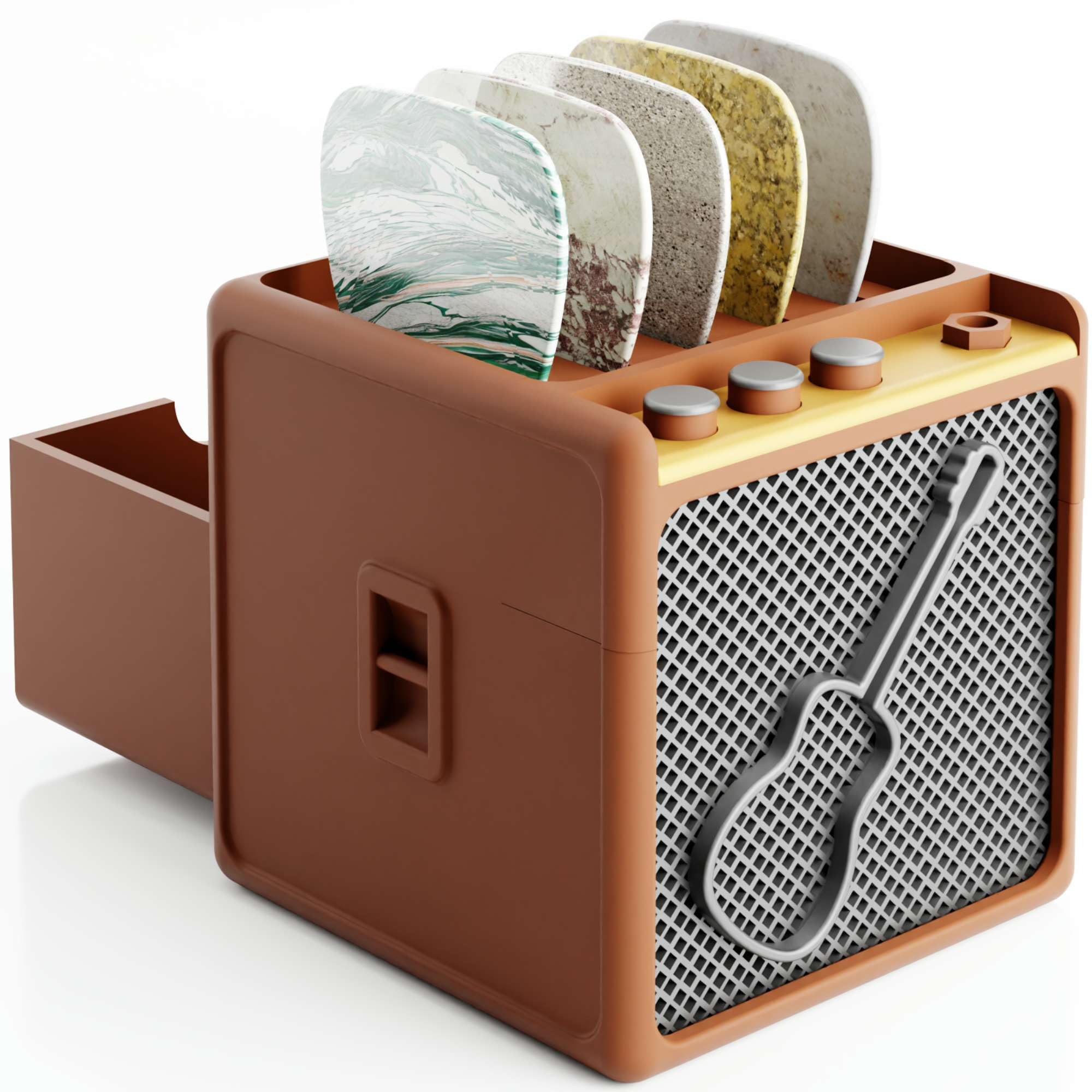 HOTCAN Guitar Pick Display Holder | Guitar Pick Display for 2mm Picks | Stylish &amp; Practical Bass Picks Organizer for Home, Studio, Classroom | Ideal Music Gift for Musicians, Men, Women, Teens (Brown)