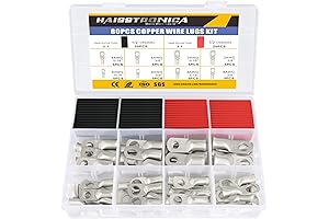 Haisstronica 80Pcs Tinned Copper Lugs: AWG 8/6/4/2 Heavy-Duty Electrical Connectors