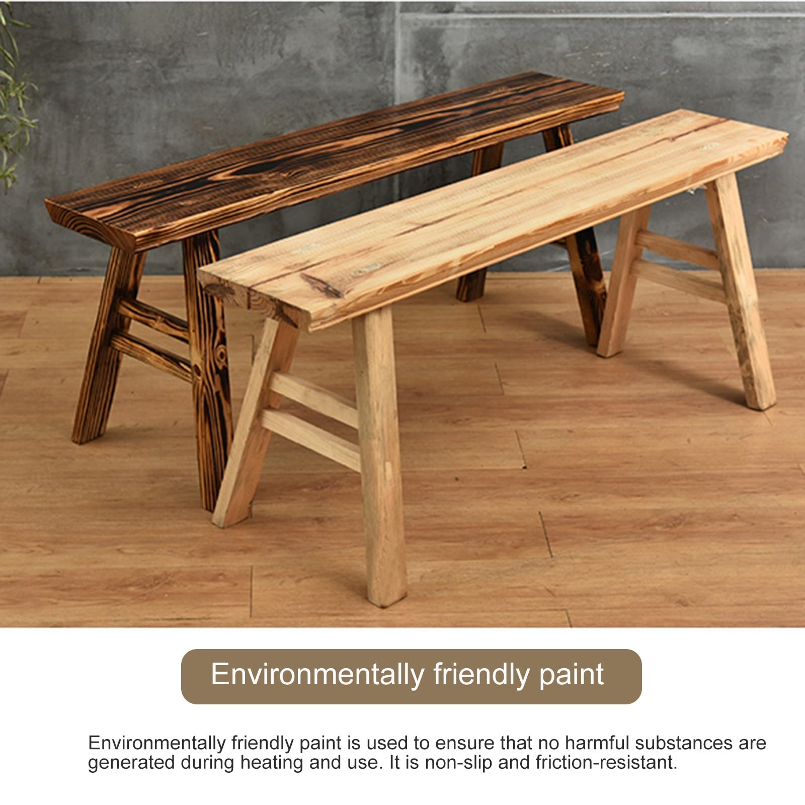 Banc bois de Rustique,Banc d'entrée en bois massif,Banc d'entrée Conception sans accoudoirs, Banc à chaussures en bois,Pour salle à manger, salon, couloir, chambre, stabilité structurelle(Beige,98X17.
