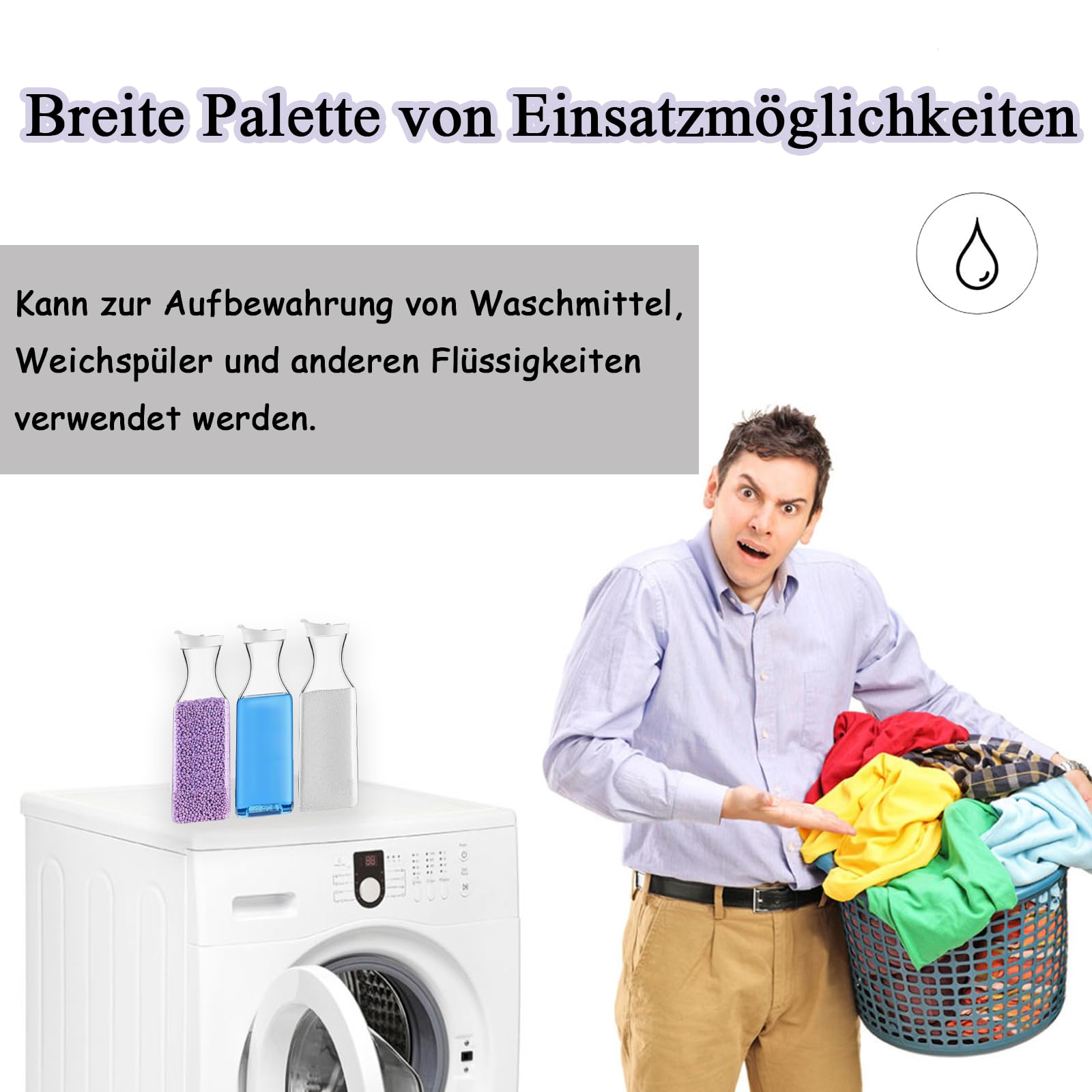 1500 ml wasmiddeldispenser met maatbeker: 2 stuks luchtdichte waspoeder opbergdoos, wasmiddelopslag dispenser multifunctionele waspoederdispenser houder wasmiddelbox voor wasverzachter