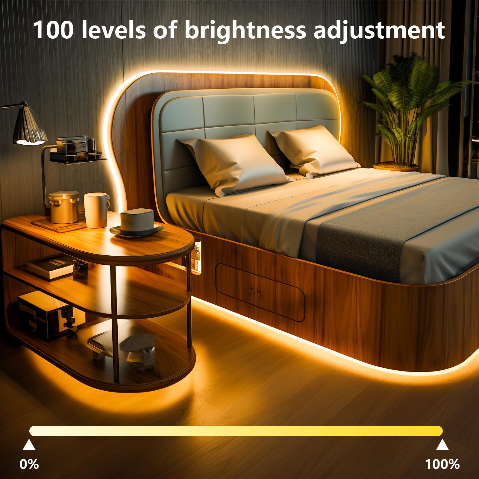 Tiras LED COB, LED Blanco Cálido WiFi, Compatible con Aplicación Inteligente, Regulable, Sin Puntos, Recortable, 3200 LEDS CRI90+ Ahorro de Energía. (10m WIFI)