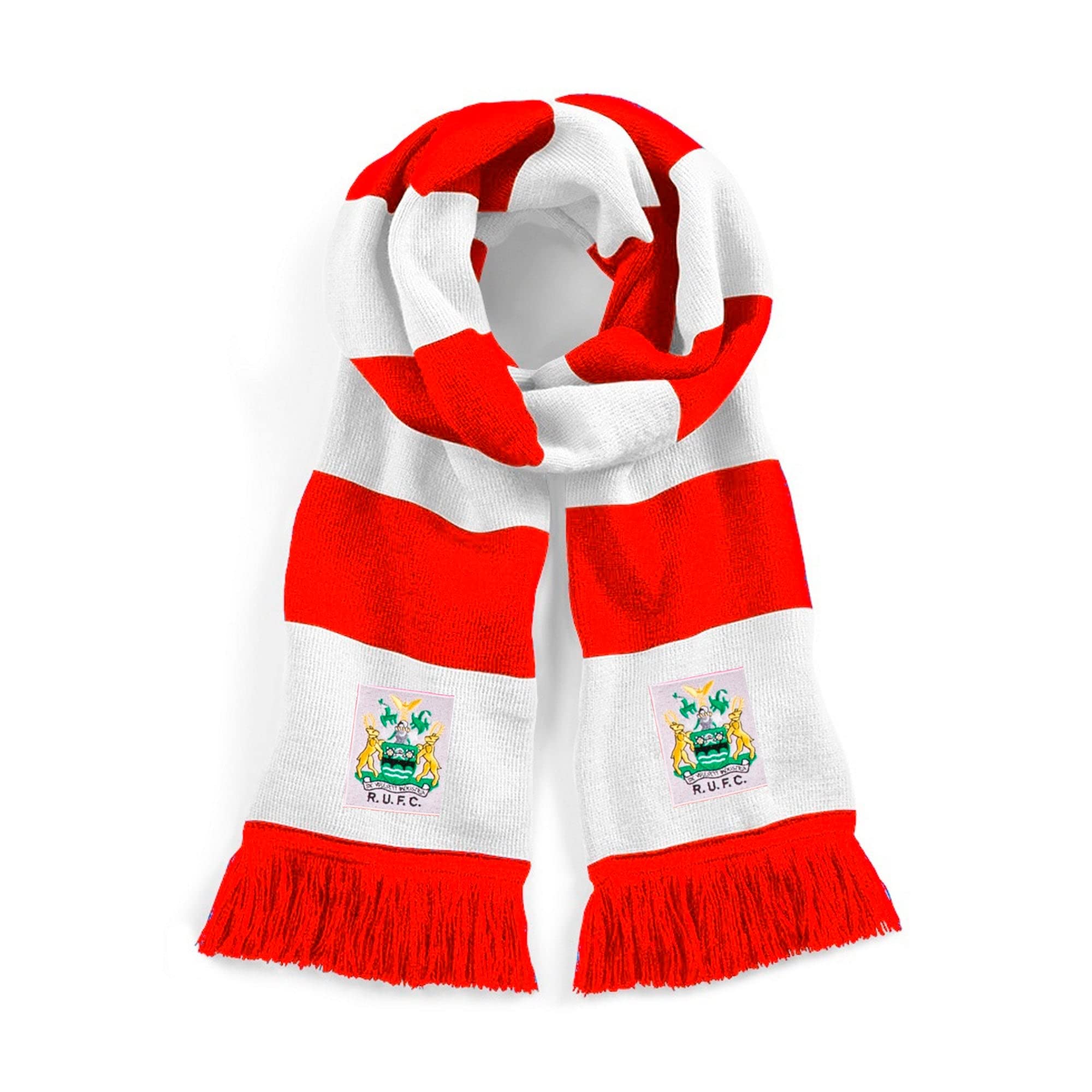 Old School Football Red/White Rotherham 1970S Retro Traditional Football Scarf Embroide Logo