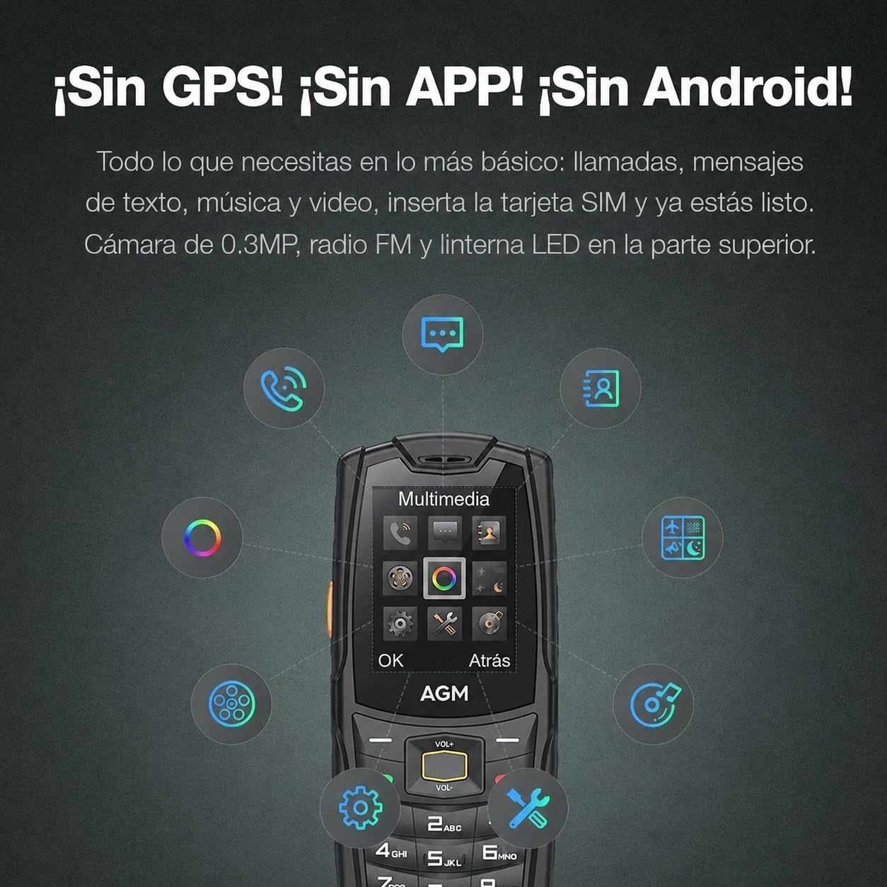 AGM M6 Resistente 4G Teléfono Móvil Senior con Botones Grandes | Resistente al Agua y a Las caídas｜Dual SIM｜Altavoz de 109 dB｜expansión de Memoria Mediante Tarjeta TF de hasta 128 GB