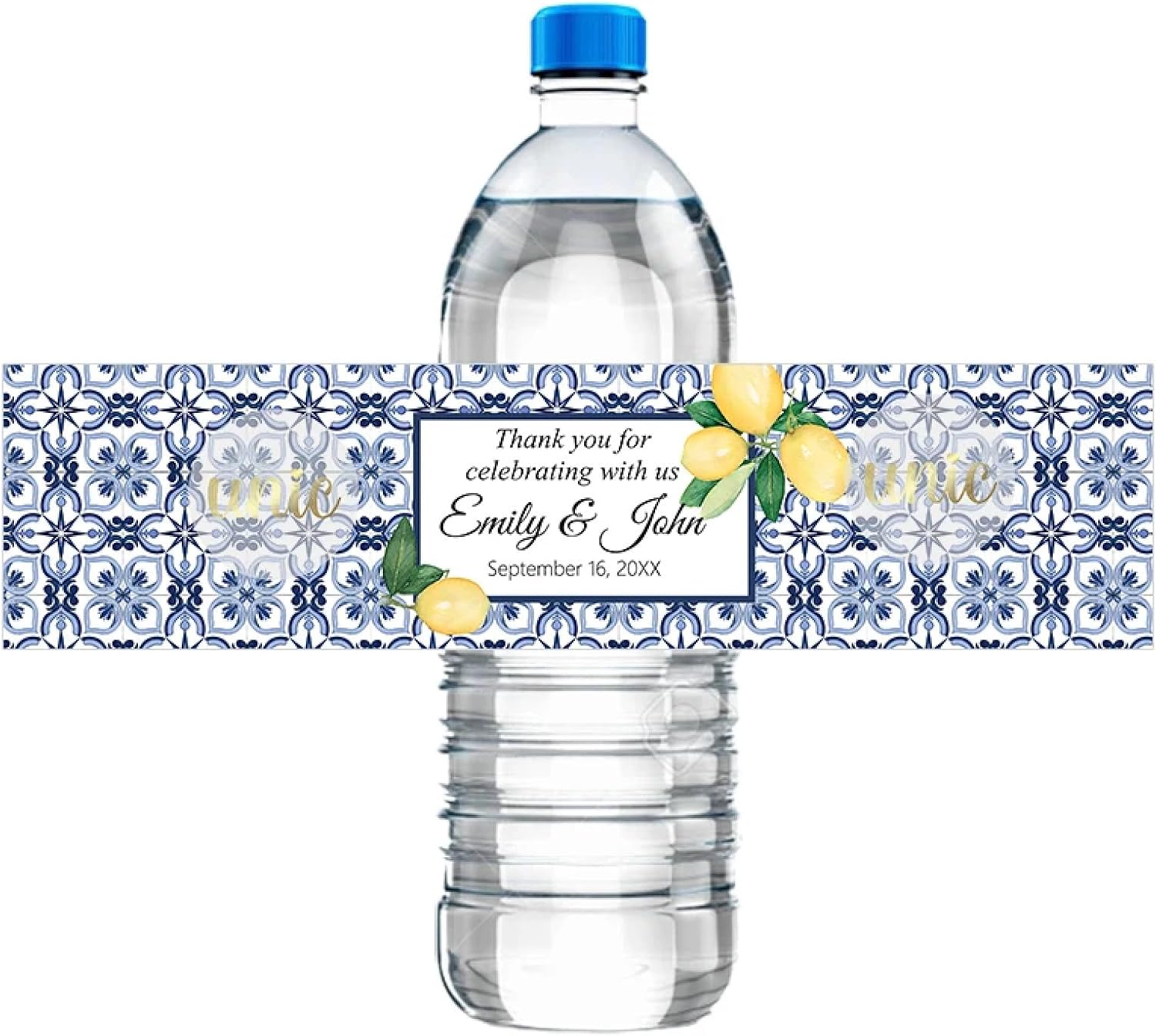 Custom Water Bottle Labels - Colorful Floral Print With Text Image Custom Bottle Stickers Waterproof Bottle Label For Weddings Baby Shower, 50pcs