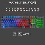 CHONCHOW Gaming LED Backlit Keyboard and Mouse Combo with Emitting Character Adjustable LED Backlight 3200 DPI USB Mouse Multimedia Keys Mechanical Feel for PC Resberry Pi Mac Ps5 (Black)