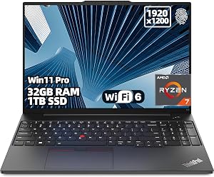 Lenovo ThinkPad E16 Gen2 Business Laptop, 16" WUXGA Display, AMD Ryzen 7 7735U, Windows 11 Pro, Radeon 660M, 32GB RAM, 1TB SSD, Backlit Keyboard, Thunderbolt 4, Wi-Fi 6, AI-Ready Plus