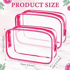 Weewooday 12 Pieces Clear Makeup Bags Cosmetic Storage Bags PVC Zipper Pouches Travel Waterproof Makeup Plastic Case for Women Organizing Toiletries Traveling Bathroom(Small,Rose Red)