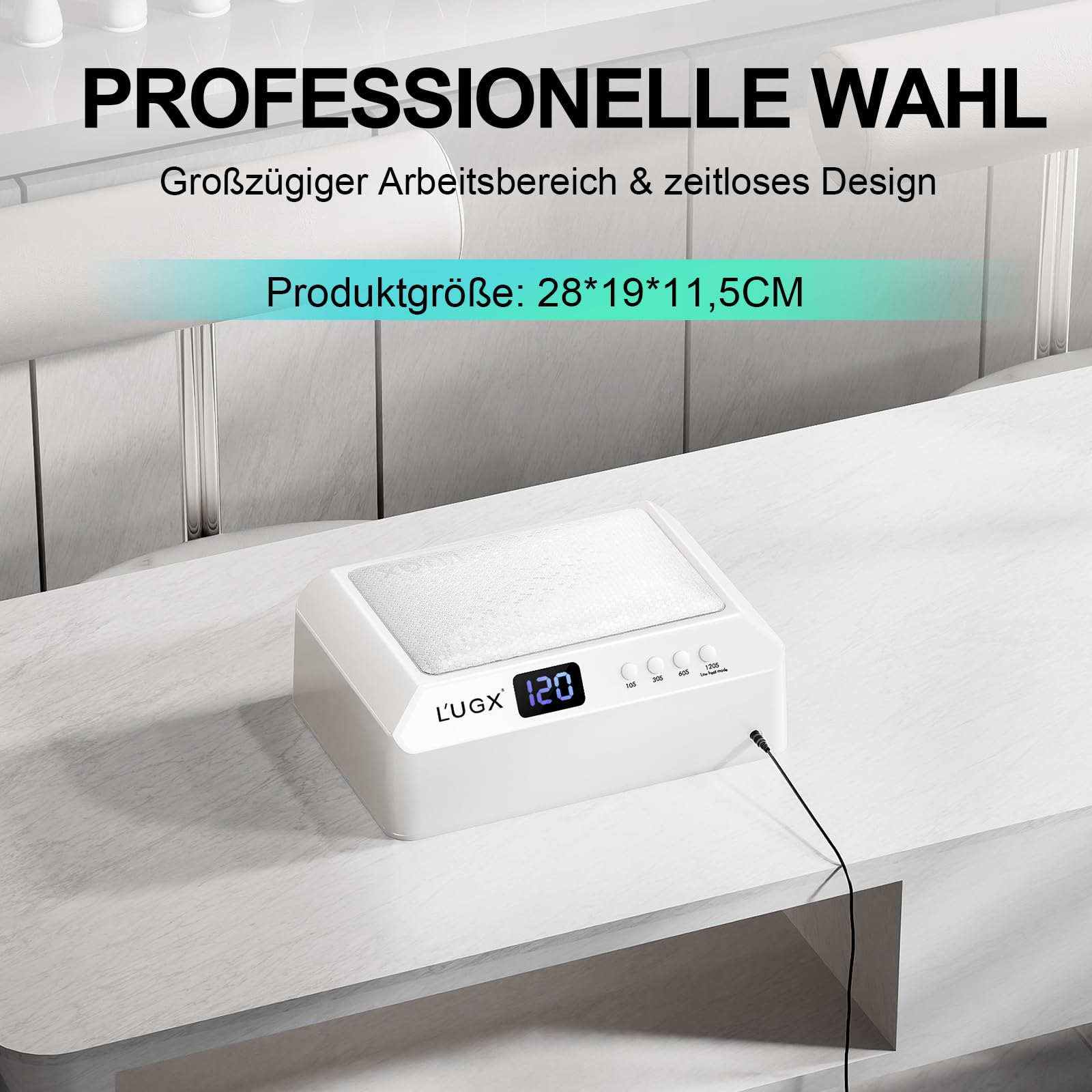 L'UGX UV Lampe für Gelnägel 72W – Professionelle Nagellampe mit Handauflage, große Led Lampe Nägel für Maniküre & Pediküre, Zuhause & Studio-Weiß-LG205