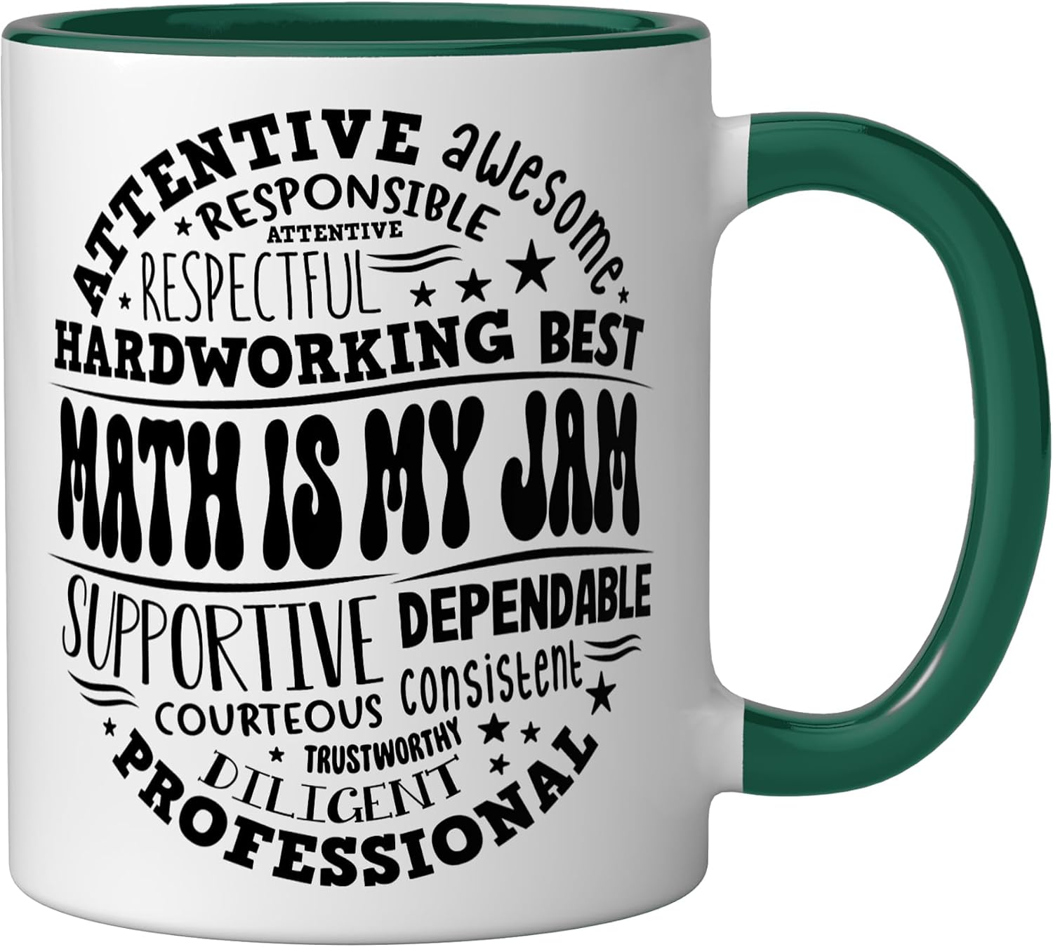 Math Teacher Math is My Jam Math Club Ceramic Mug, Dark Green/White, 11oz image 2
