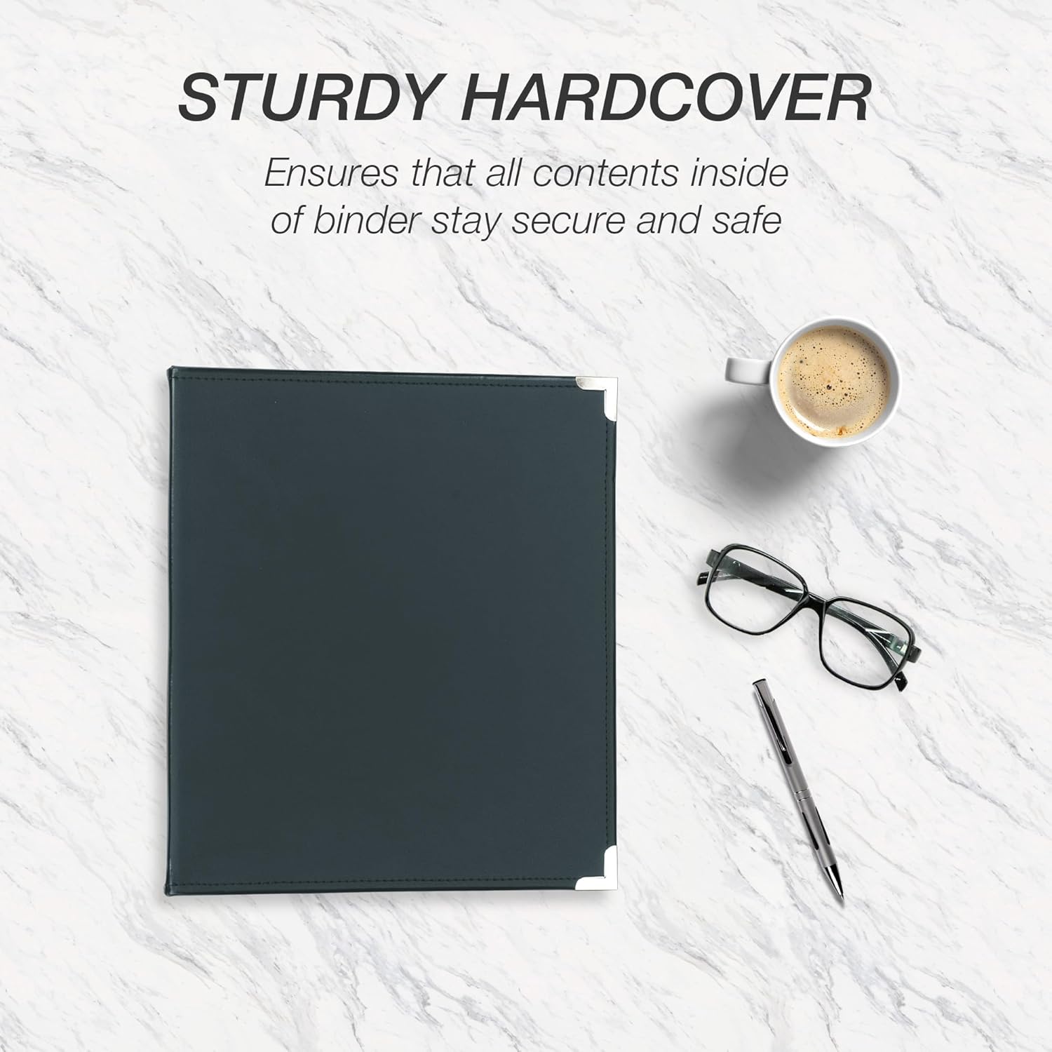 Samsill Classic Collection 3 Ring Leather Binder, Executive Presentation Portfolio, 1 Inch (Holds 100 Sheets), Silver Round Ring, Navy