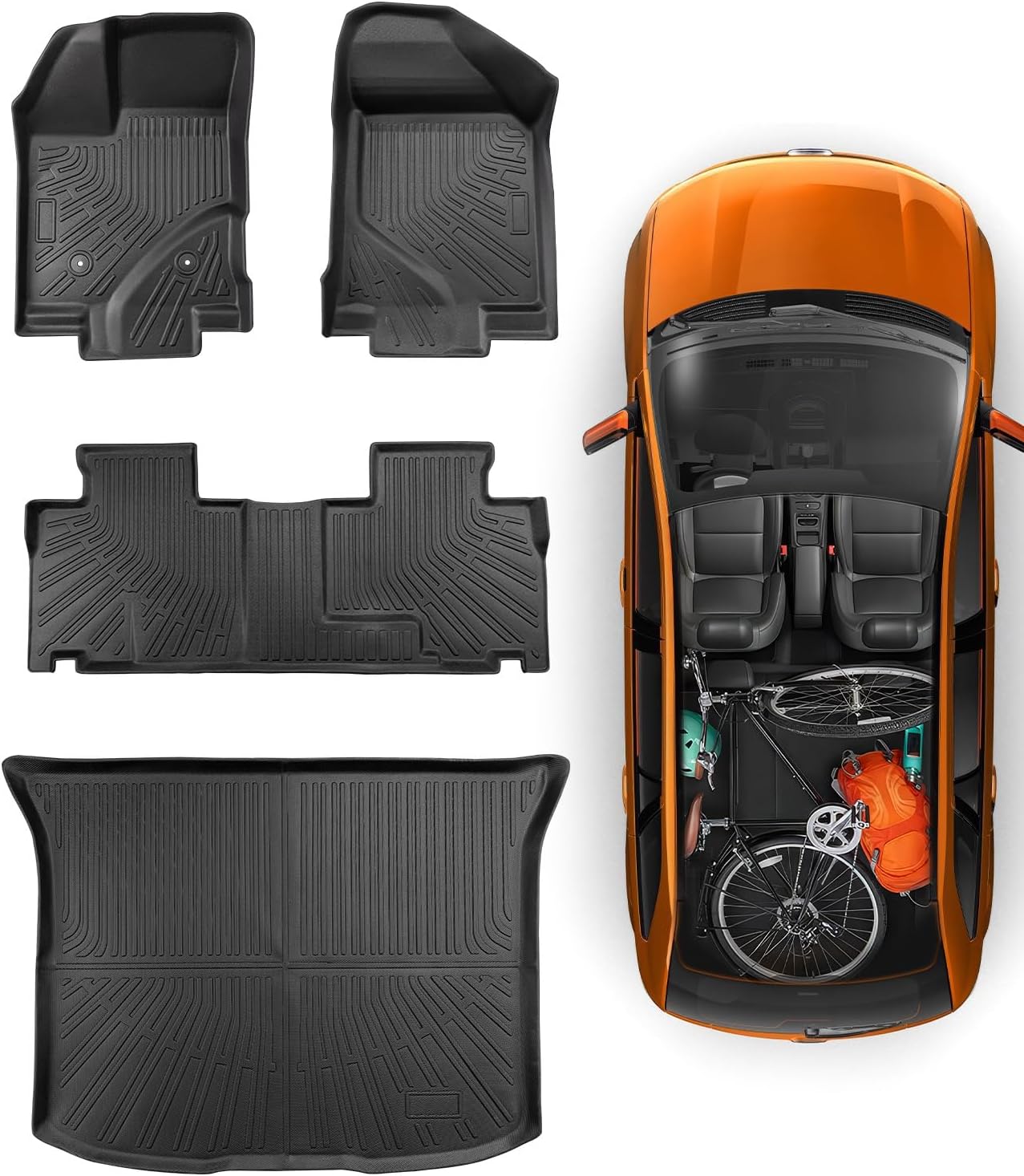 Car Floor Mats for Ford Edge: 2007-2014 & for Lincoln MKX 2007-2015 Cargo Liner, All Weather Car Accessories Rubber Carpet Custom Fit for Edge MKX 2007 2008 2009 2010 2011 2012 2013 2014 (Black 4PCS)