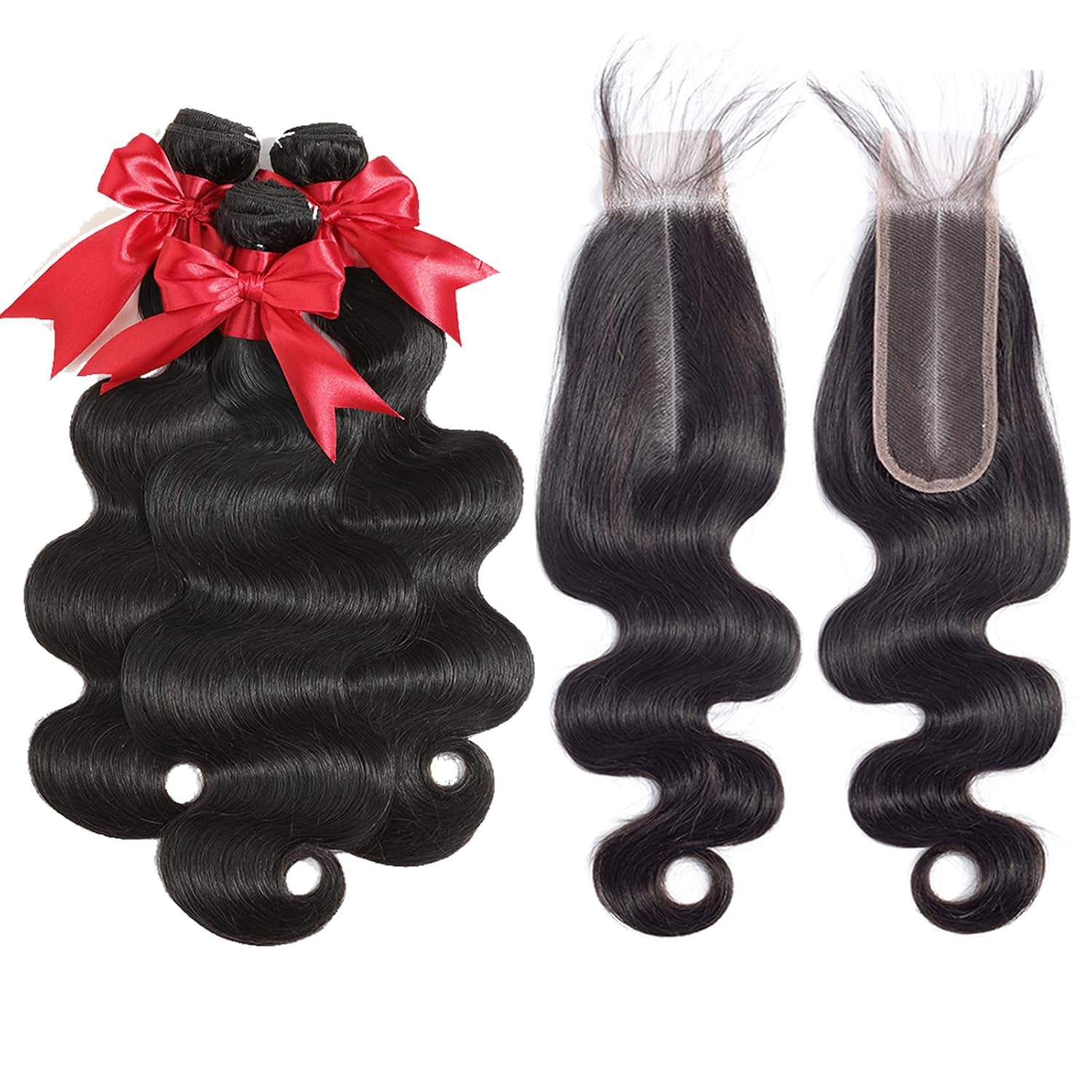 12A Body Wave Bundles with 2x6 Closure Human Hair 12 14 16+10 Inch Brazilian Virgin Body Wave Human Hair Weave 3 Bundles with 2x6 HD Lace Closure