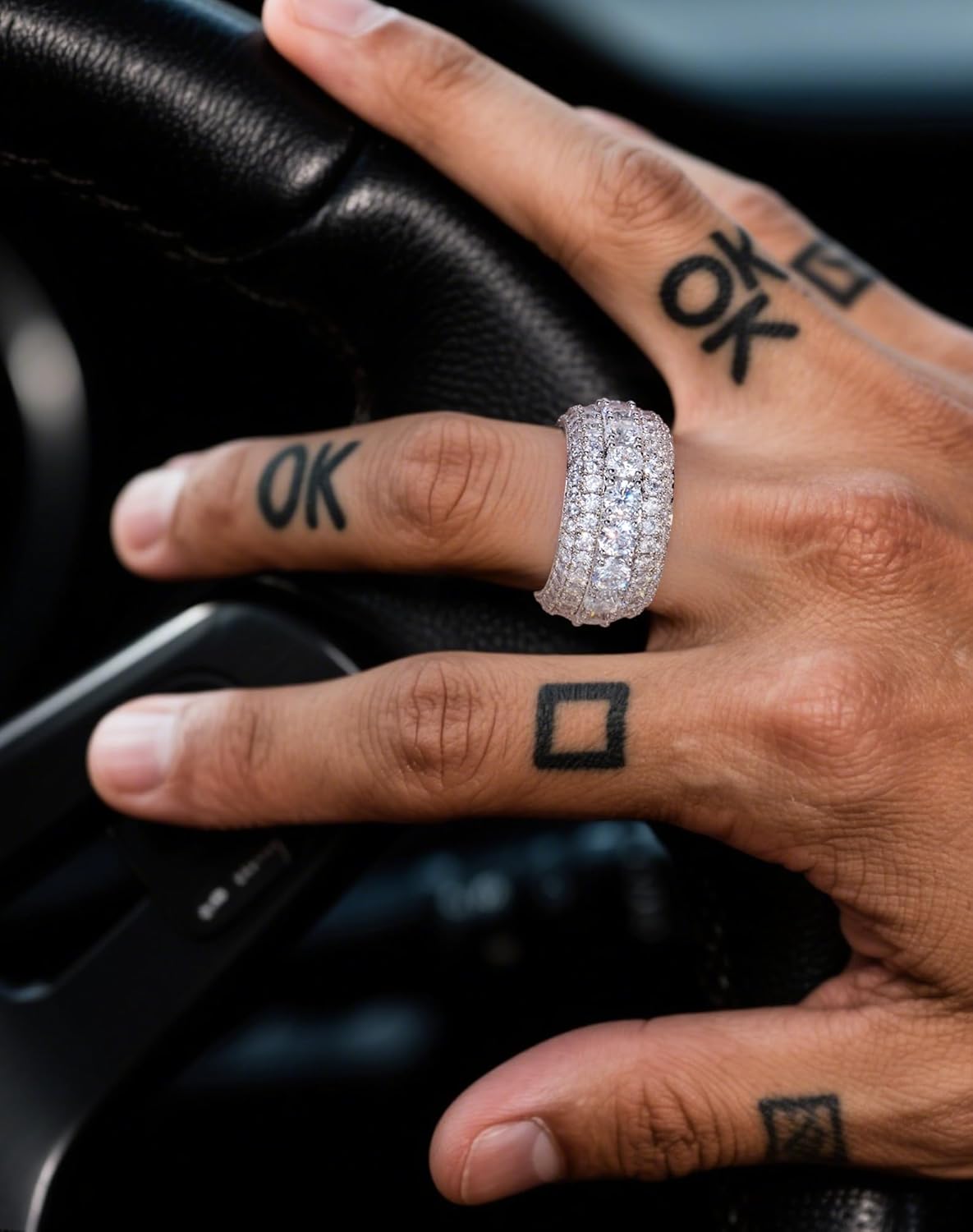 Bling Halo Stacking Ring for Men Women - 18k Gold Plated Stackable Cubic Zirconia Band - Created Diamond Iced Out Hip Hop Jewelry Gifts - Image 5