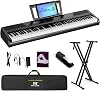 MUSTAR 88 Key Piano Keyboard, Full Size Digital Piano 88 Weighted Keys with Stand, Electric Piano Keyboard 88 Keys Semi Weighted with 2x25W Speakers, USBMIDI, Case, Sustain Pedal, White