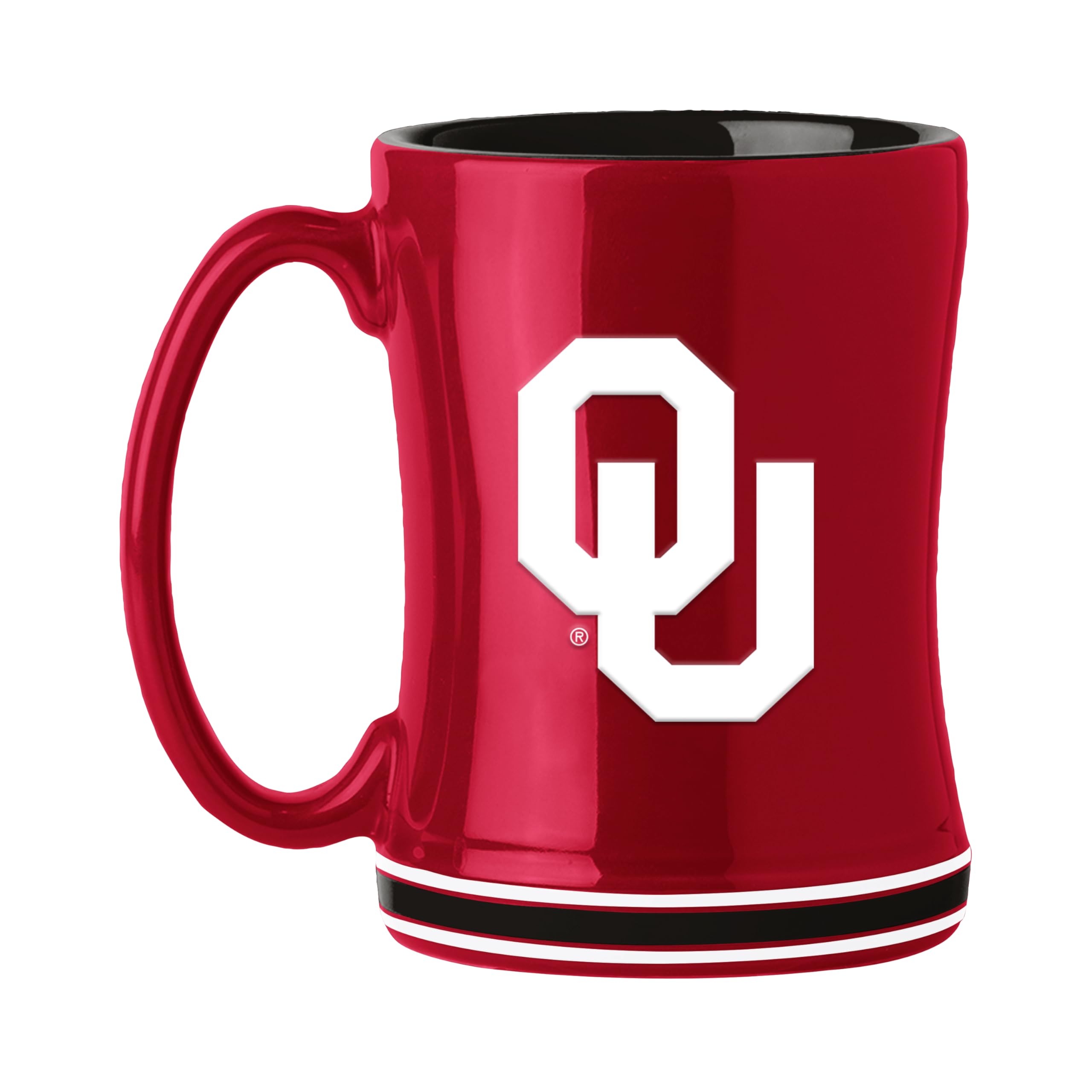Logo Brands NCAA Oklahoma Sooners 14 oz Relief Coffee Mug — 14 Fluid Ounces | Ceramic | Sculpted 3D Logo | Team Color | Great Gift