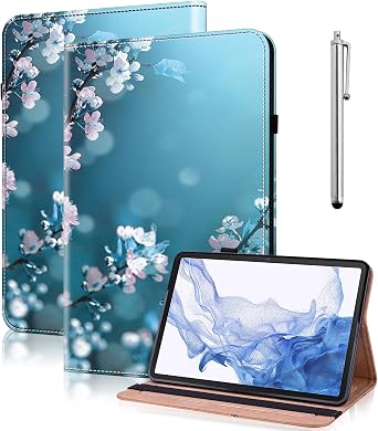 Case for Xiaomi Redmi Pad SE 11 inch 2023 Released,Flip PU Leather Stand Case Cover with Card Solt Protective Cover for Redmi Pad SE Tablet - Plum Blossom