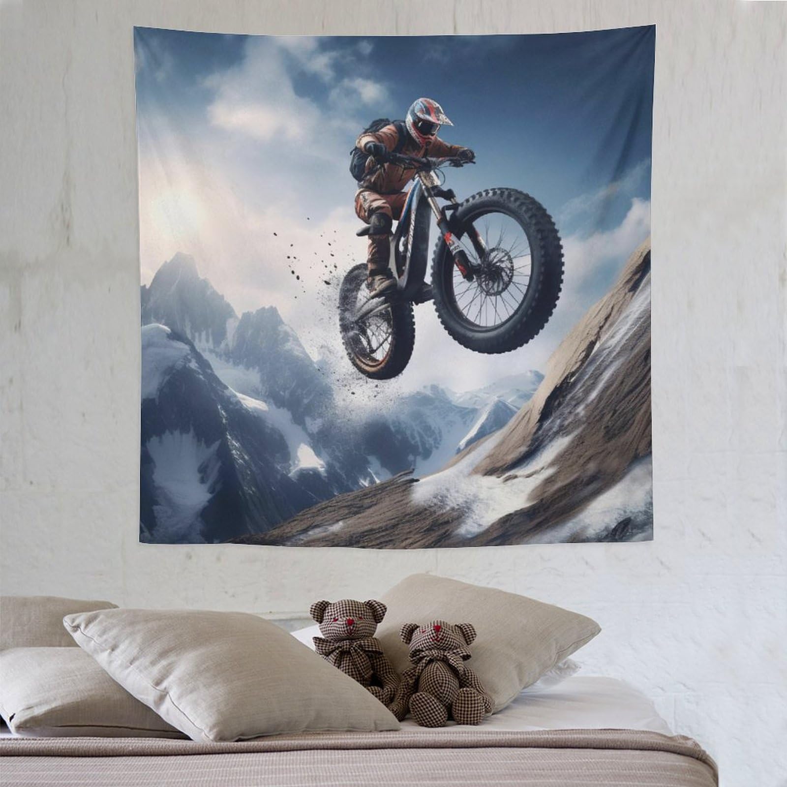 Mountain Bike Tapestry 3D Print Wall Cloth Tapestries for Bedroom Dorm Tapestry Wall Hanging Decor Wall Decoration 150×150cm