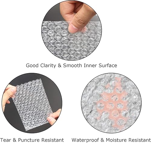 Miniatura 3 de Paquete de 200 bolsas de cojín de burbujas de 4 x 6 pulgadas para envío, pequeñas bolsas transparentes de burbujas de doble pared para