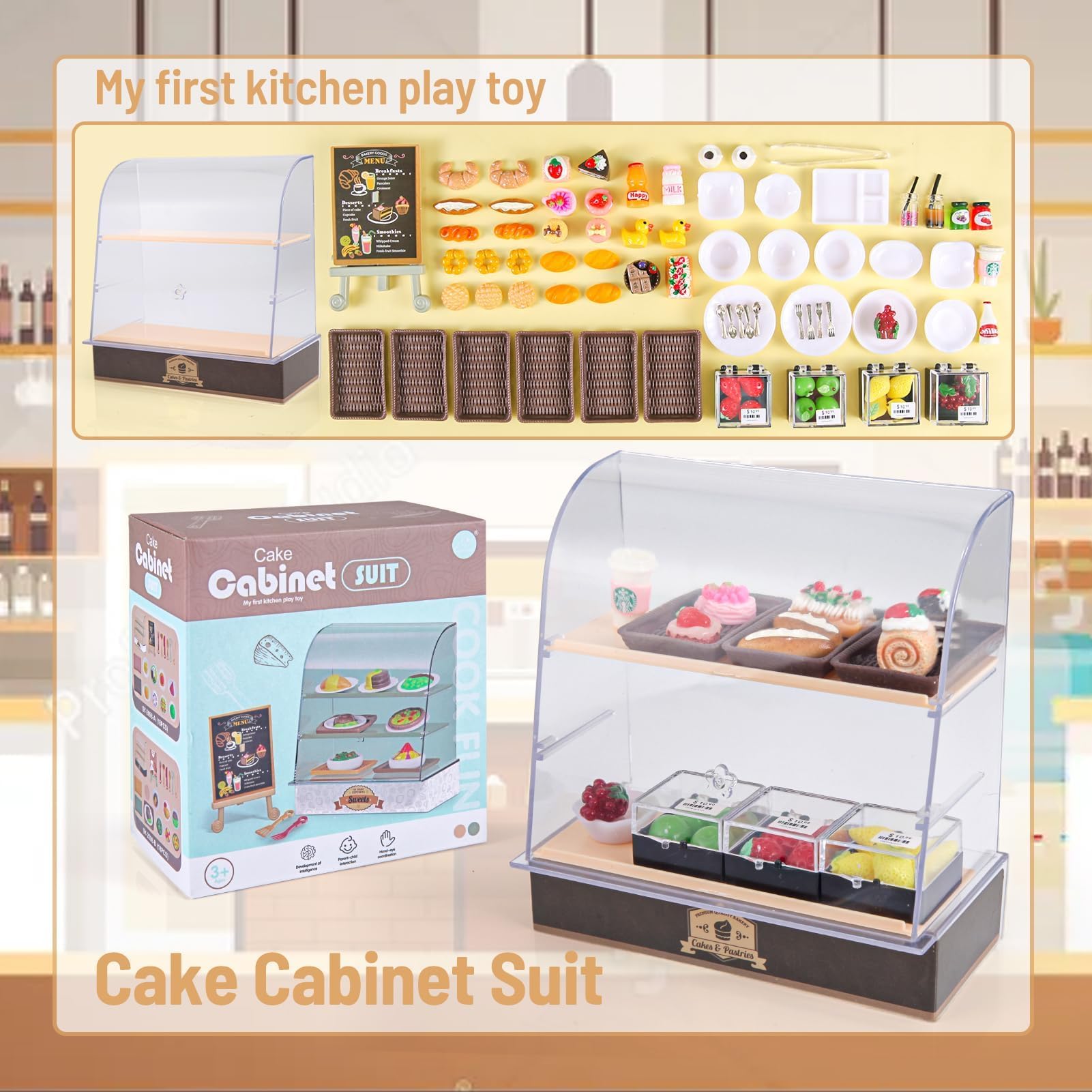 Amazon | ミニチュアベーカリーケース ケーキスタンド ディスプレイ
