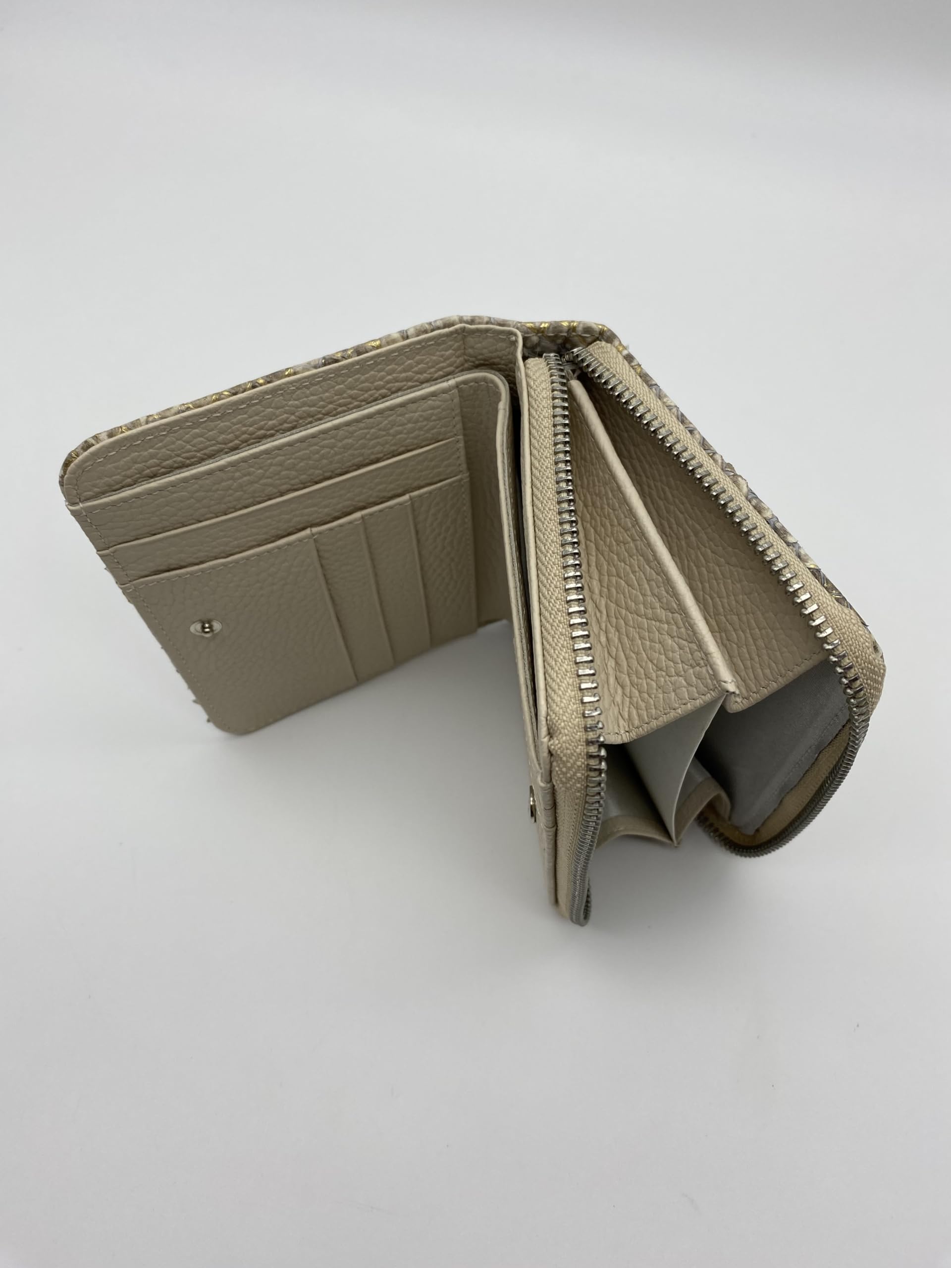 PASSIONE Portafoglio piccolo - Donna - Compatto - Wallet Clutch - Vera pelle - Vero Pitone - Vero Made in Italy (Oro)