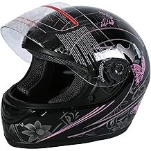 DOT Helmet Motorcycle Pink Black Butterfly Full Face Street Sport Helmet Full Face Flip Up Helmet for Women Men (Large)