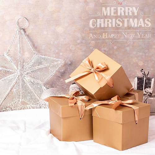 Vista 20 de Paquete de 12 cajas de regalo con tapas, cajas cuadradas anidadas con tapas para el día del padre, graduaciones, bodas, cumpleaños y Navidad, caja